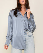 Long Sleeve Button Down Satin Oversized Blouse/Top